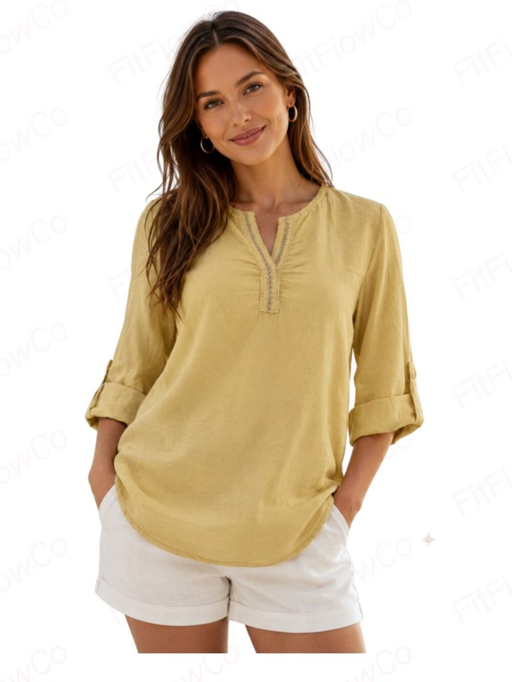 Terzo Millennio Linen Cotton Blouse S Rattan Yellow Made in Italy NWT